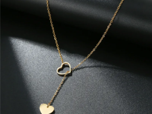 Collar dorado ajustable corazón colgante acero titanio