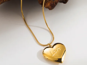 Cadena cola de ratón rilacario corazón love acero inoxidable chapados en oro de 18k