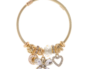 Pulsera dorada estilo pandora charms mariposa cristal acero inoxidable charms de aleacion