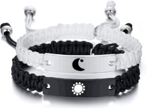 Duo de pulseras sol luna para parejas acero inoxidable