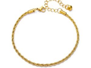 Tobillera lazo dorado acero inoxidable chapada en oro de 18k