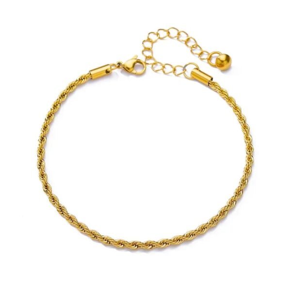 Tobillera lazo dorado acero inoxidable chapada en oro de 18k