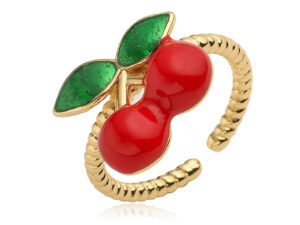 Anillo dorado cereza chapado en oro