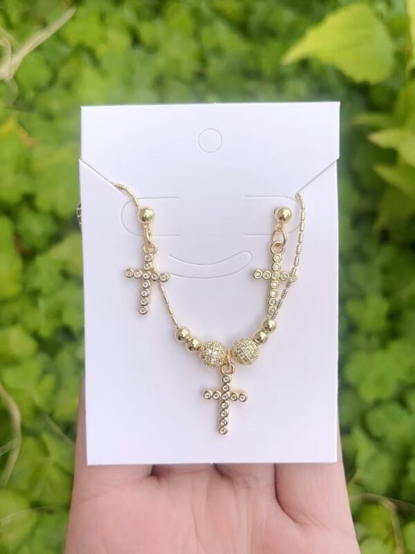 Set dorado cruz circonias Chapado en oro de 18k