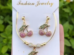 Set dorado cerezas borlas Chapada en oro de 18k