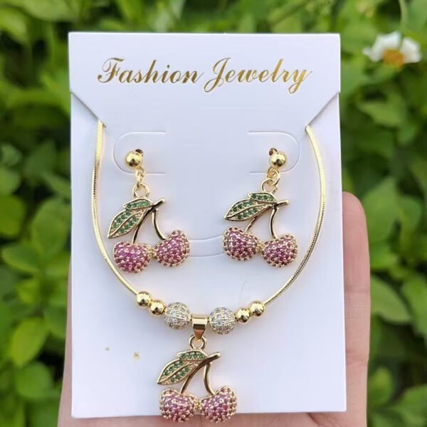 Set dorado cerezas borlas Chapada en oro de 18k