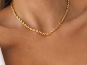Collar dorado lazo 3mm Acero Inoxidable en champado