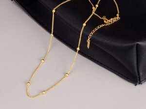 Set collar dorado cola de raton cereza Acero inoxidable chapado en oro