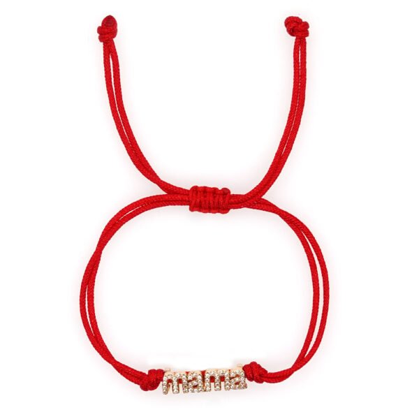 Pulsera roja mama con circonias hilo chino chapado en oro 18k