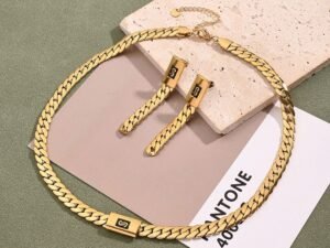 Set dorado dupe Monaco acero inoxidable chapado en 18k