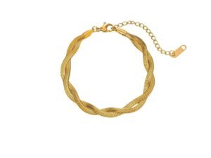 Pulsera dorada trenzada acero inoxideable chapado en oro 18k