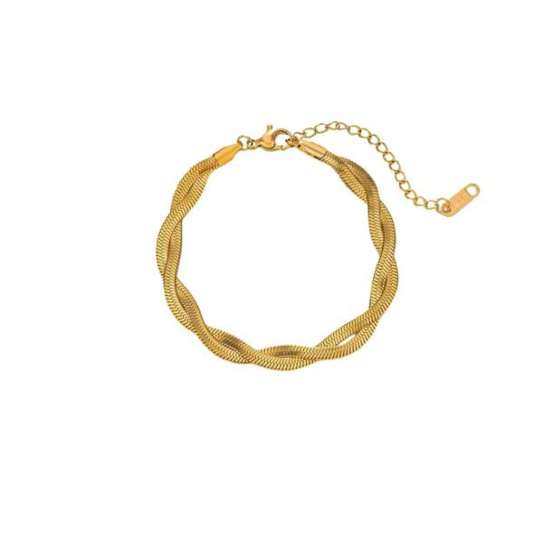 Pulsera dorada trenzada acero inoxideable chapado en oro 18k
