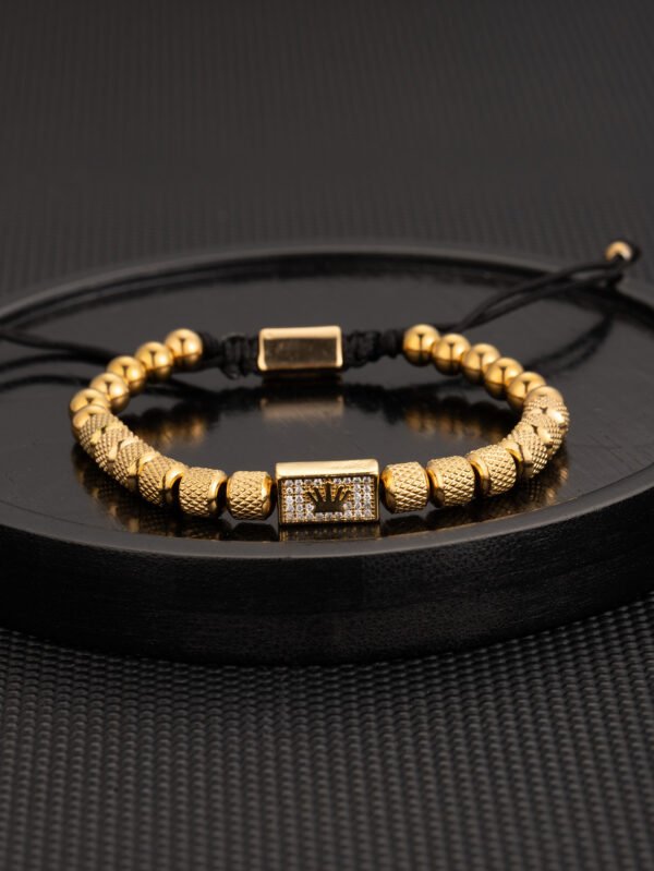 Pulsera dorada de caballero corona real Acero titanio