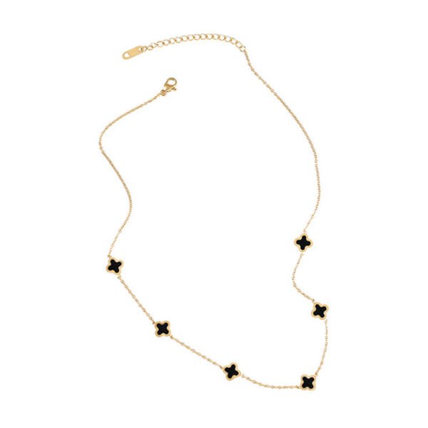 Collar dorado Van Cleef 6 encantos chapado en oro 18k