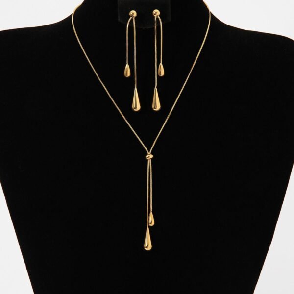 Set dorado ajustable en forma de gota Acero inoxidable chapado en oro 16k