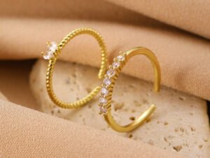 Anillo dorado doble con zirconias Chapa de oro