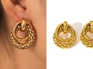 Arete dorado aro grueso y liso Acero titanio