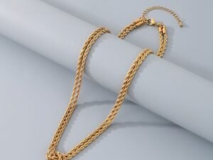 Collar dorado torzal doble nudo Acero inoxidable chapado en oro 18k