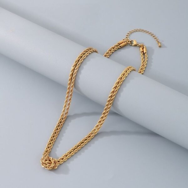 Collar dorado torzal doble nudo Acero inoxidable chapado en oro 18k