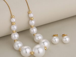 Set dorado perlas grandes y pequeñas Acero inoxidable