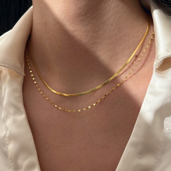 Collar dorado doble cadena snake y crispeta Acero inoxidable