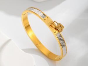 Aro dorado Dupe Louis Vuitton Blanco Acero titanio chapado en oro 18k