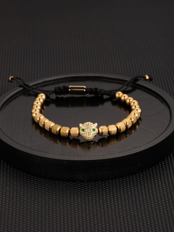 Pulsera dorada Leopardo para caballero de acero inoxidable chapa de oro de 18k