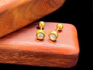 Aretes circonia 5mm cierre de rosca Acero inoxidable