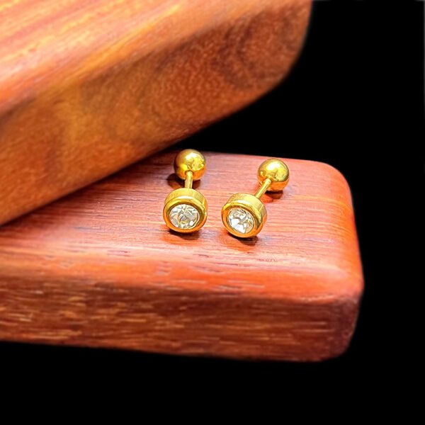 Aretes circonia 5mm cierre de rosca Acero inoxidable
