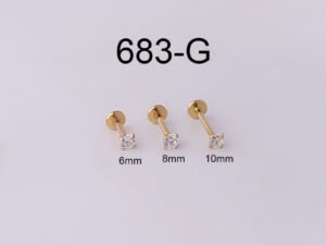 Piercing circonia 6mm acero inoxidable chapado en oro 18k