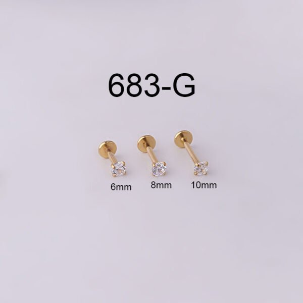 Piercing circonia 6mm acero inoxidable chapado en oro 18k