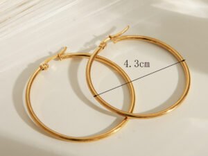 Argollas lisas 4.3cm acero inoxidable chapados en oro 18k