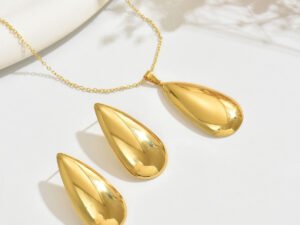 Set gota grande Acero inoxidable chapado en oro 18k