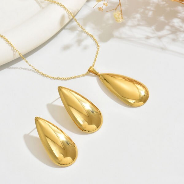 Set gota grande Acero inoxidable chapado en oro 18k