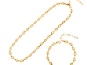 Set collar y pulsera cadena estilo Gucci Acero inoxidable chapado en oro 18k