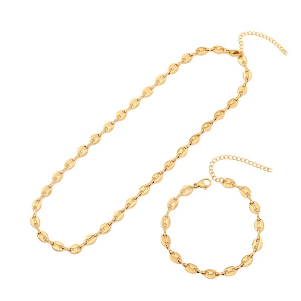 Set collar y pulsera cadena estilo Gucci Acero inoxidable chapado en oro 18k