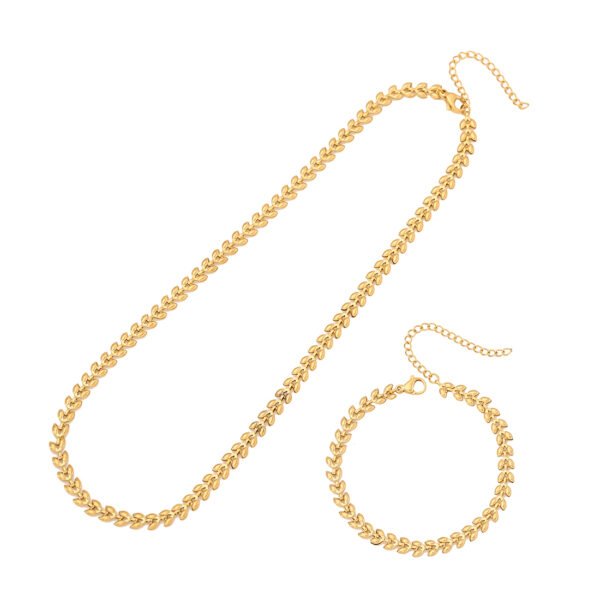 Set hojaldrado acero inoxidable chapado en oro 18k