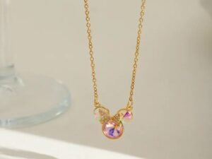 Collar mini rosado Acero inoxidable chapado en oro 18k