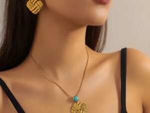 Set rombo dorado y turquesa