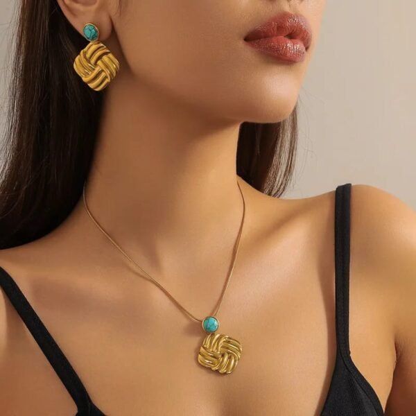 Set rombo dorado y turquesa