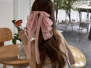 Moño largo simple rosado