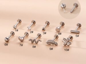 Piercing 1 pieza zirconia Acero inoxidable chapado en oro de 18k