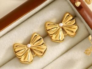 Aretes moña acero inoxidable