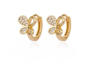 Argollas mariposa circonias chapado en oro de 18k