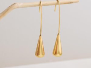 Aretes largos gota grande acero inoxidable