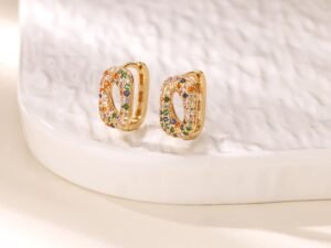 Argollas circonias de colores oval acero inoxidable