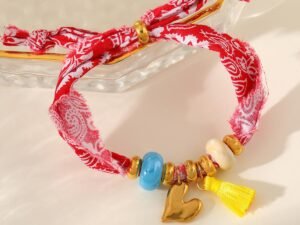 Pulsera bandana roja acero inoxidable