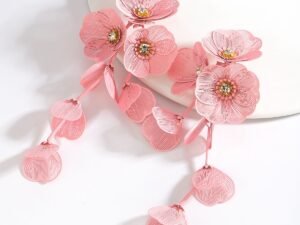 Aretes Flores rosadas caladas Fashion