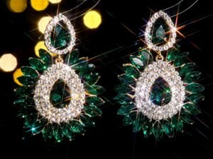 Aretes elegantes verdes fashion