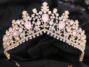 Corona gotitas diamantes rosa Fashion